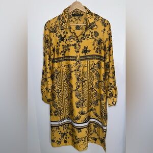 Floral Print Yellow Dress/Long Blouse